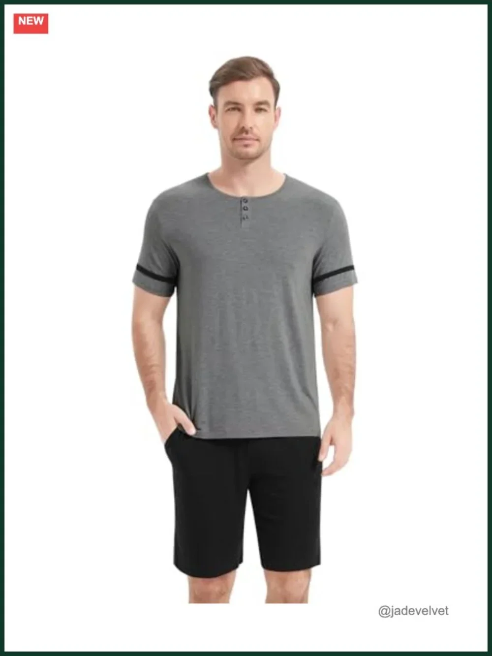 Men's Pajama Set - Bamboo Viscose Short Sleeve Pjs with Shorts